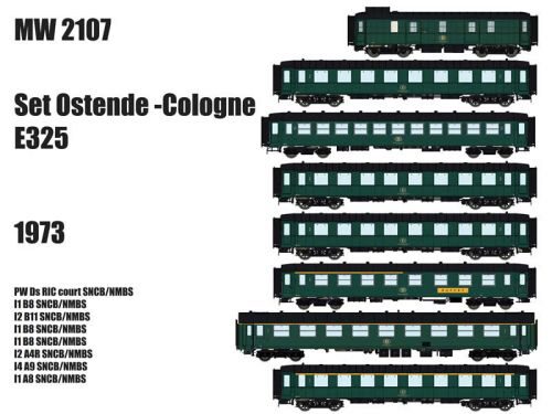 L.S. Models MW2107 8er Set SNCB Set Reisezugwagen "Ostende-Cologne E325" Ep.IV